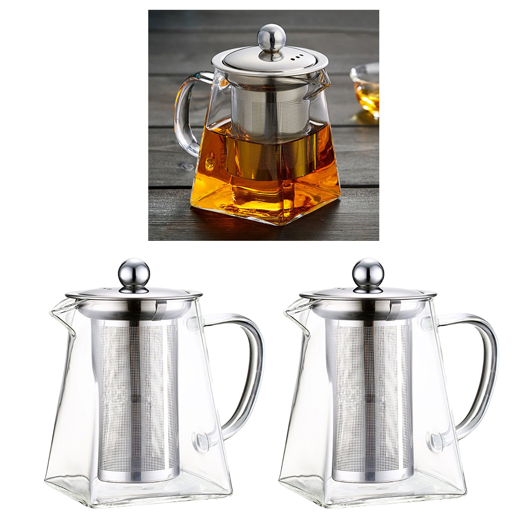 

2x glass tea pot with removable infuser, 260/450/650ml for loose leaf tea