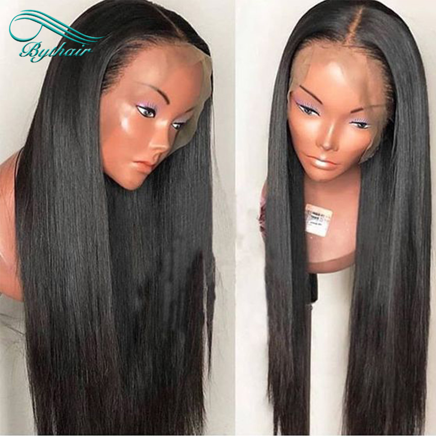 

360 Lace Front Human Hair Wigs Brazilian Virgin Hair Silky Straight Pre-plucked Bleached Knots Human Hair 360 Lace Wigs With Baby Hairs, #1b