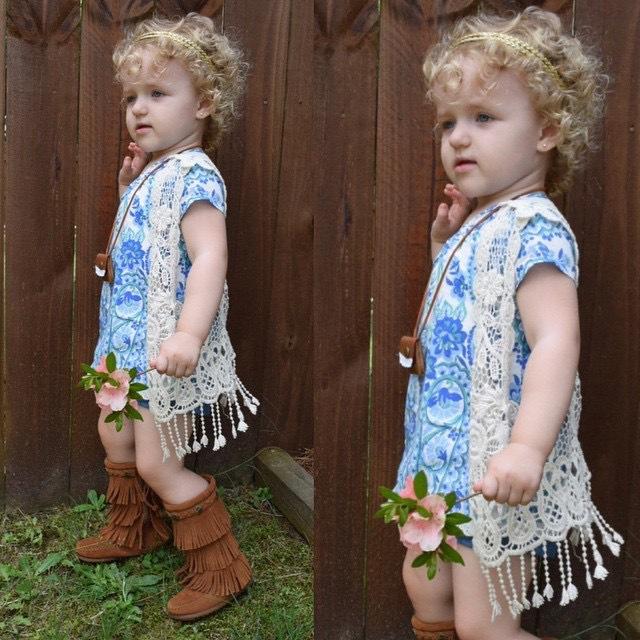 New Baby Toddler Kid Baby Girl Crochet Lace Hollow Out Fringes Tassels Sleeveless shirt Top Vest Tassel Waistcoat-image-470643318