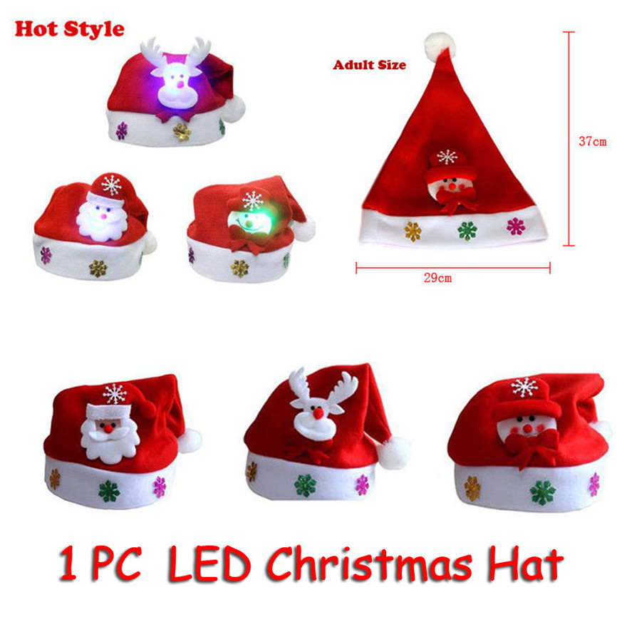 

Chrismas Hats Adult LED Christmas Hat Santa Claus Reindeer Snowman Xmas Gifts Cap For Home Enfeites De Natal