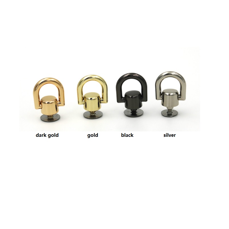 

Round Head D Ring Stud Bag Side Clip Screw Nail Rivet Handbag Strap Connector Clasp Bag Hanger Buckle DIY Leather Craft
