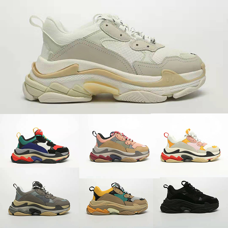 

Paris 17FW Fashion Shoe Dad Shoes Triple S Sneakers for Men Women Spring chaussures Navy Blue black white Daddy Shoes size 36-45 free shoeslce and sock, Color#11