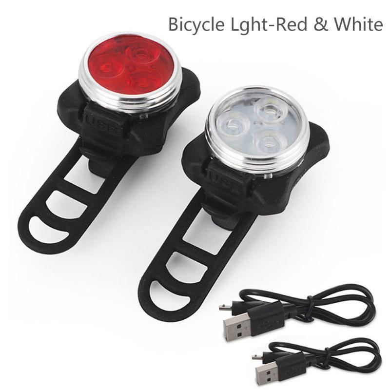 

High Quality Bright Cycling Bicycle Bike 3 LED Head Front light 4 modes USB Rechargeable Tail Clip Light Lamp Waterproof