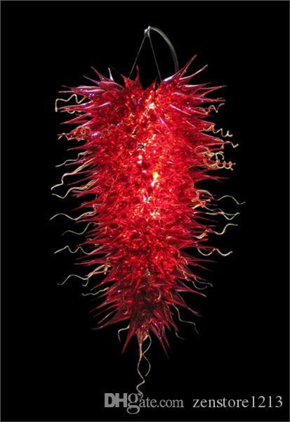 

AC 110V 240V LED Bulbs Red Blown Glass Chihuly Style Chandelier Light Foyer Decor Glass Pendant Lamps with CE UL Certificate