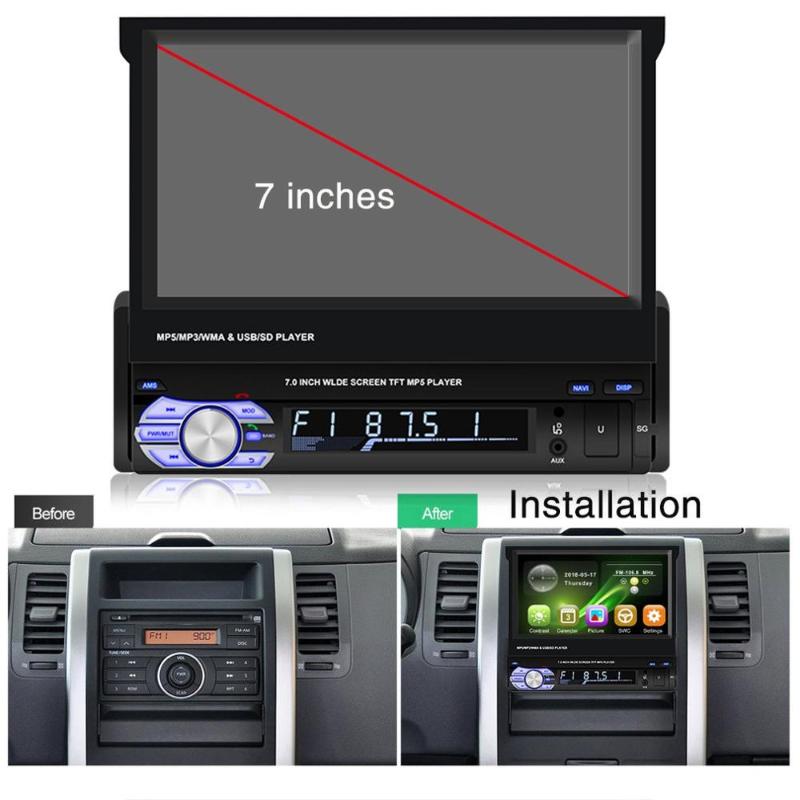 

New 7 Inch Mp5 Player Touch Screen Car Retractable Mp5 Player 9601mp5 Car Mp4 Radio Reversing GPS