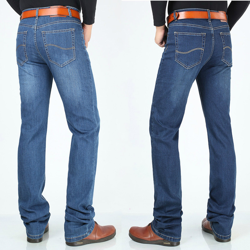 

120 Cm Long Jeans Mens Spring Autumn Denim Pants Man Business Casual Jeans Male Long Denim Pants High Quality Men, Classic blue v368