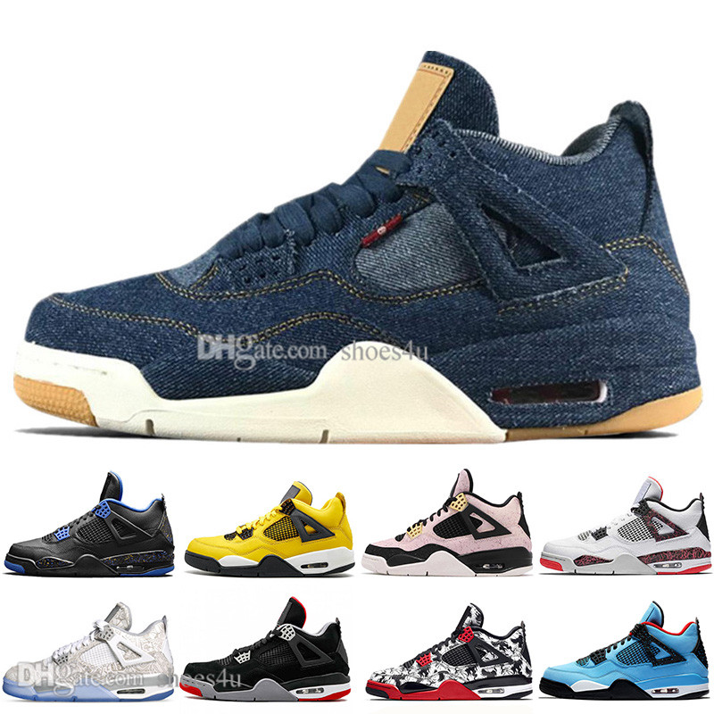 

Hot 2019 Newest Bred 4 4s What The Cactus Jack Laser Wings Mens Basketball Shoes Denim Blue Eminem Pale Citron Men Sports Designer Sneakers, #02