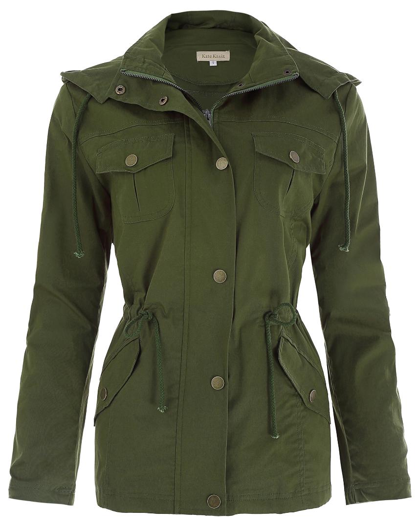 

Outerwear Womens Jacket Safari Cotton Hooded Jacket Coat Tops, Black