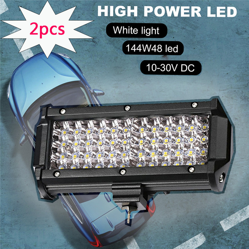 kongyide 2PCS Car Light 6,5 pouces 144W 48 LED Light Car Bar pour 4x4 Camion VTT Conduite spot Flood faisceau 10-30 DC 6000K Blanc