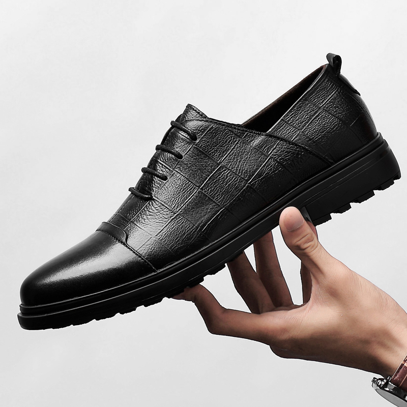 

Autumn Genuine cow leather brogue business Wedding shoes men casual flat shoes vintage handmade oxford shoes for men black brown