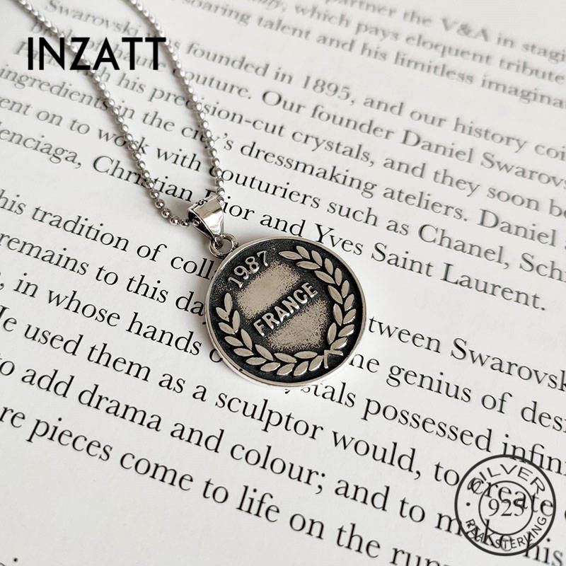 

Other INZAReal 925 Sterling Silver Vintage Round Choker Necklace For Fashion Women Party Fine Jewelry Geometry Accessories Gift