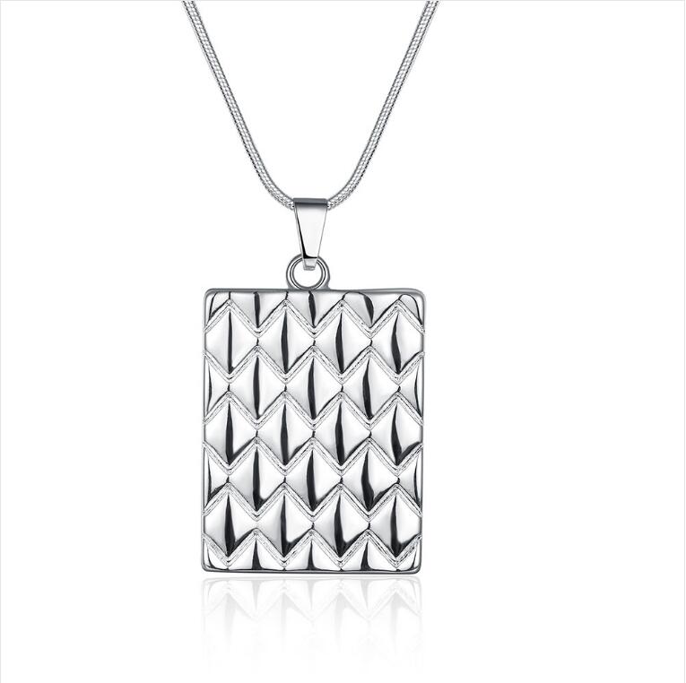 

Plated sterling silver necklace 18 inches Pineapple striped geometry pendant necklace DHSN401 Hot 925 silver plate Pendant Necklaces jewelry