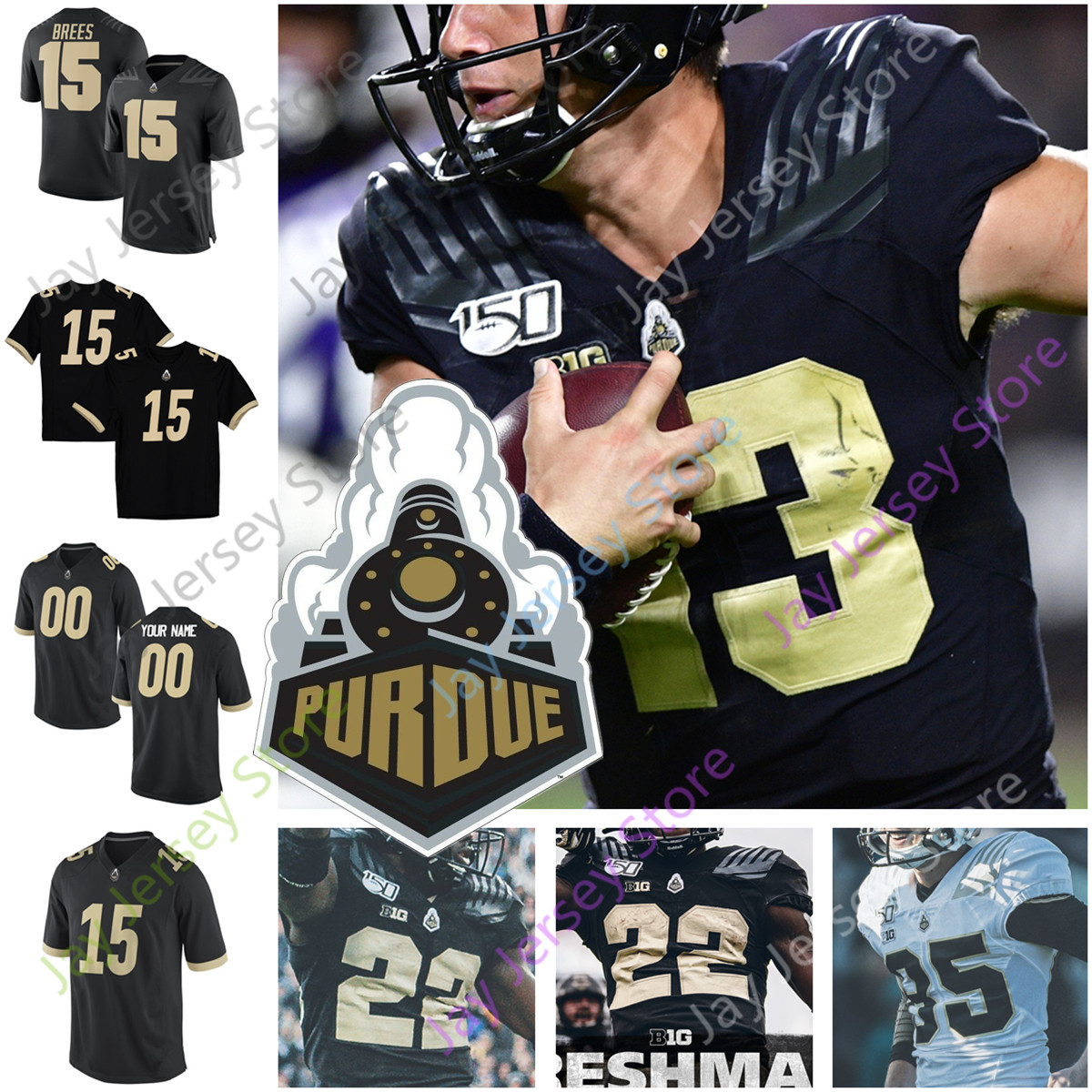 

Custom Purdue Football Jersey College 4 Rondale Moore 10 Amad Anderson Jr. 33 Jackson Anthrop 2 Elijah Sindelar 94 Ryan Kerrigan, With 150th patch