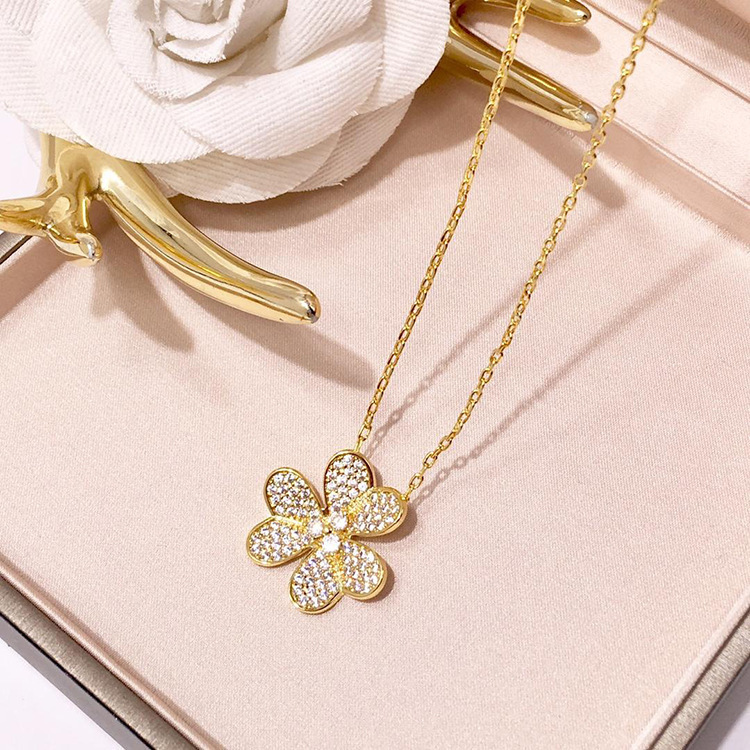 

Fashion Jewelry Wholesale Exquisite rose gold silver Copper Micro Pave Full Diamond sane hua Necklace for woman