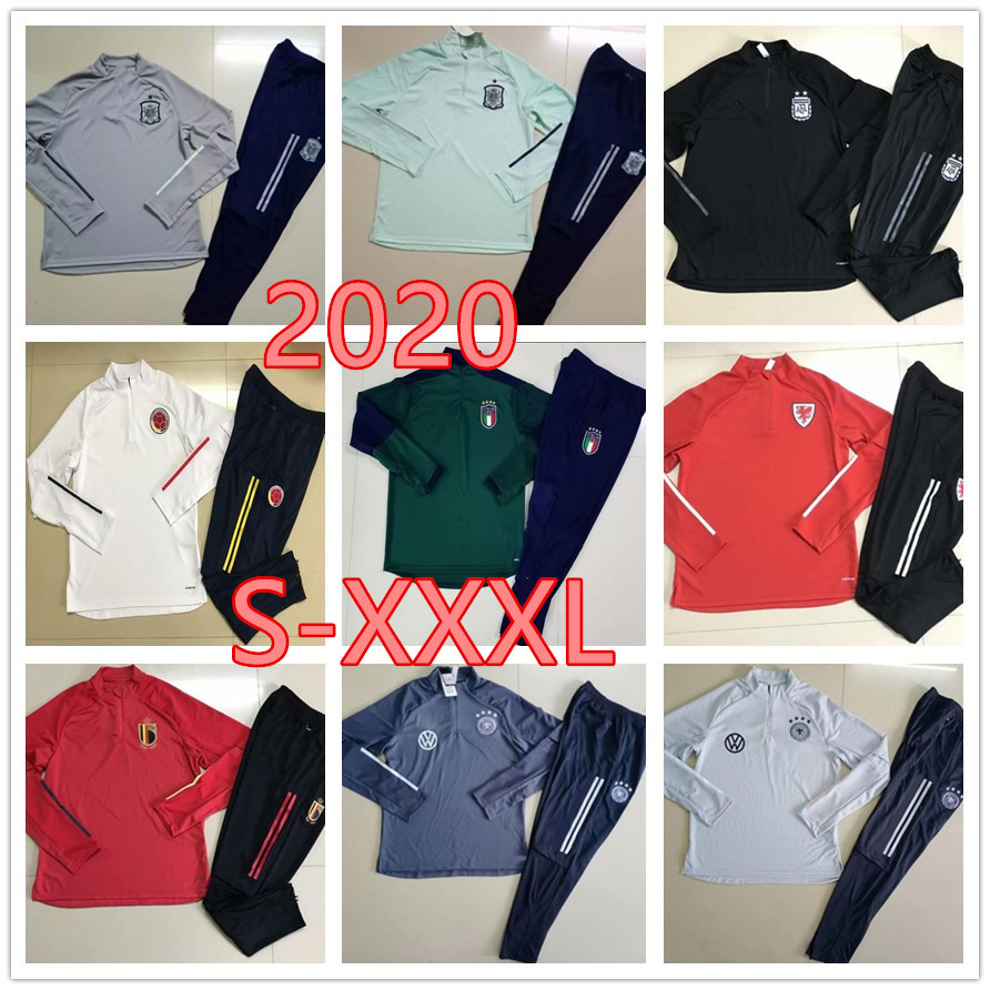 

Spain tracksuit Men football training 20 20 Argentina Wales Belgium tracksuit soccer training 2020 survetement de foot chandal jogg -XXXL