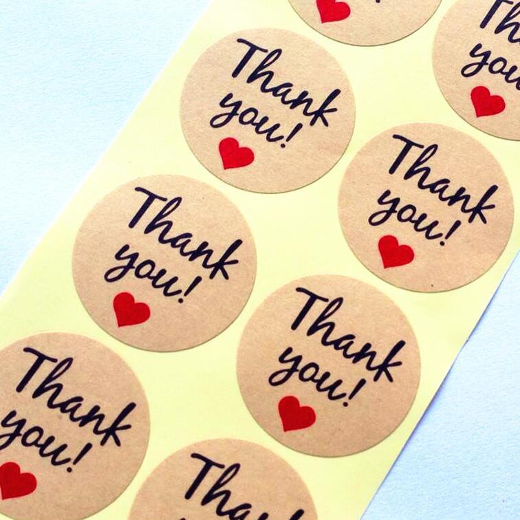 Square Paper Labels /'Thank You/' Red Heart Gift Food Craft Stickers Zakka Kawaii