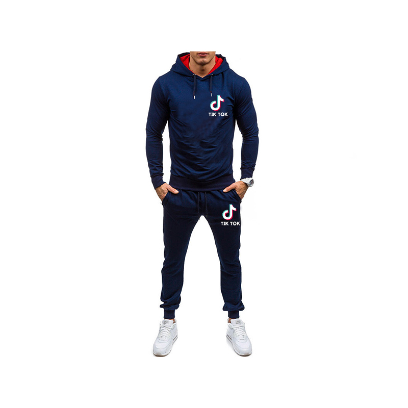 

Street fashion sports suit spring and autumn new men's fitness clothes sports hoodie suit shake print men's sportswear