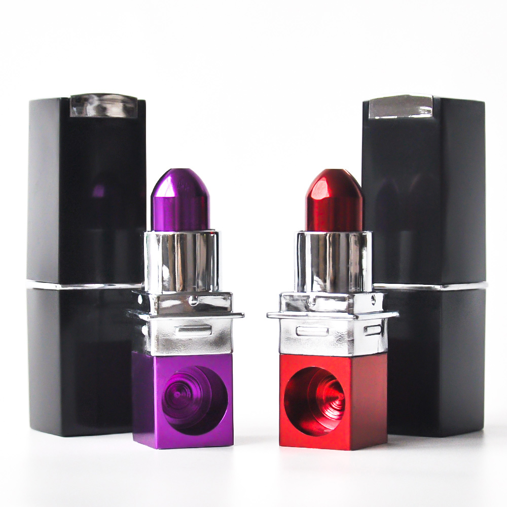 

Lipstick Smoking Pipe Tobacco Pipe Cigarette case mini portable pipes metal pipe tobacco grinder free shipping