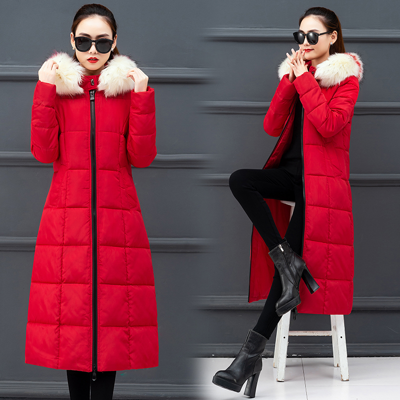 

Wholesale women's cotton suit winter long paragraph over the knee Slim hooded down coat coat size S-XXL, Army green