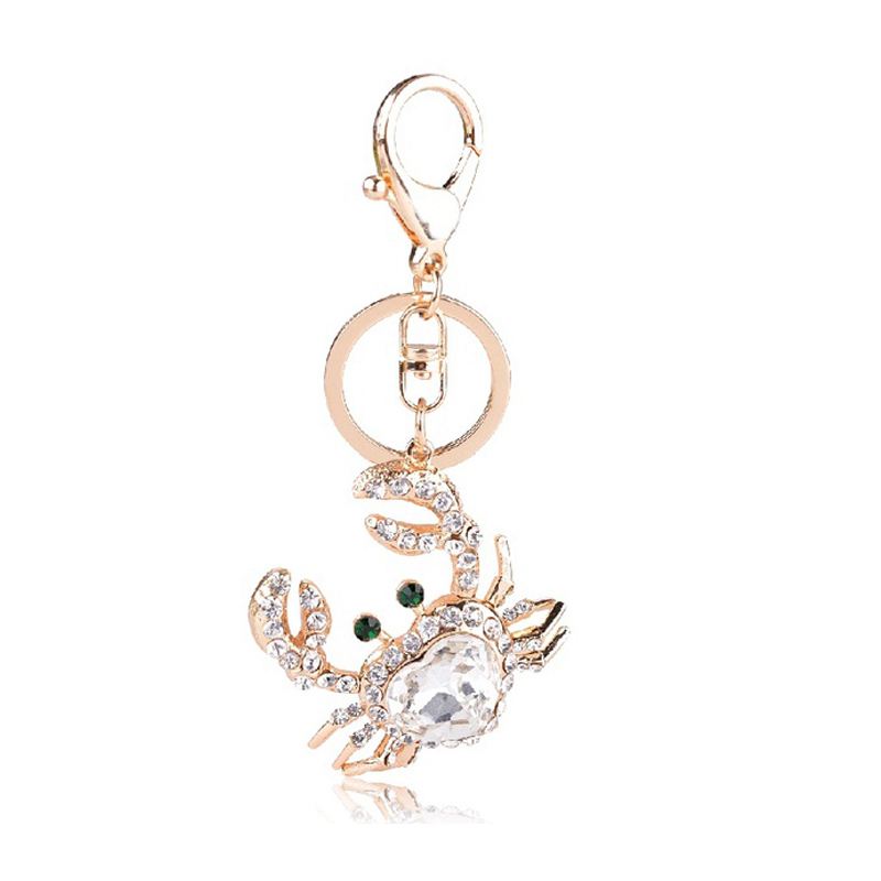 

New Creative Rhinestone Crab Crystal Keychain Design Key chain Gift