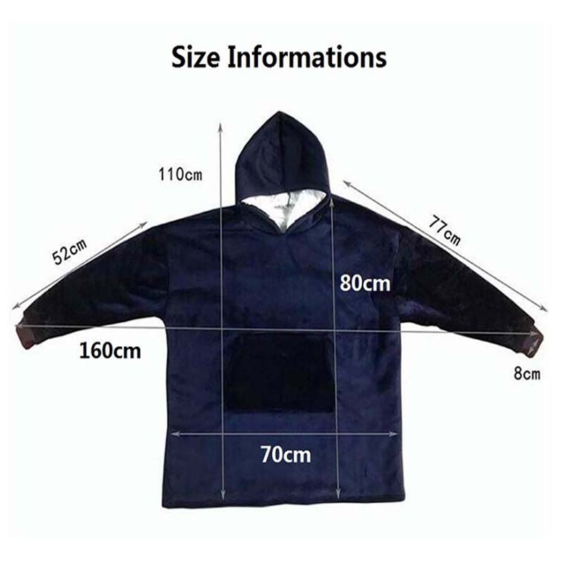 

Winter Hooded TV Blankets With Sleeves Adult Outdoor Pocket Hoodie Coral Fleece Sherpa Oversized Hoody Plush Sweatshirt Blanket