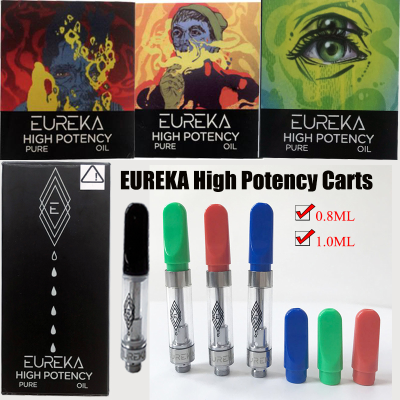 

Eureka High Potency Empty Vape Pen Cartridge Packaging 510 Thread Thick Oil Atomizer 0.8ml 1ml Ceramic Dab Pen Wax Vaporizer Carts