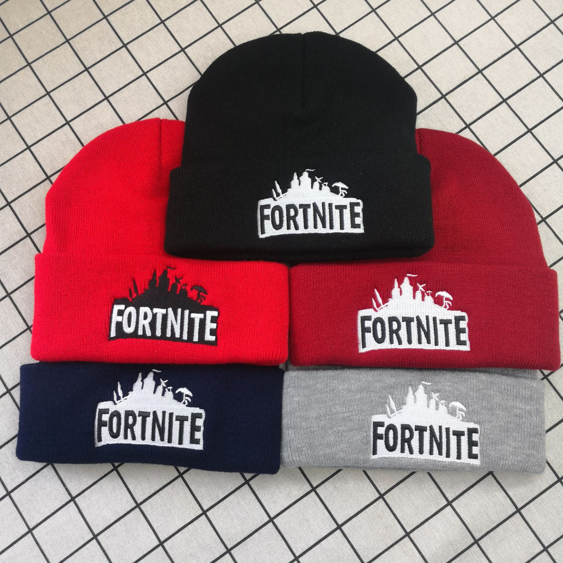 

Fortnite Hats 23 styles Fortnite Beanies Fortnite Battle Knitted Hat Hip Hop Embroidery Knitted Caps Teenager Winter Warm Skull Beanies, Black castle