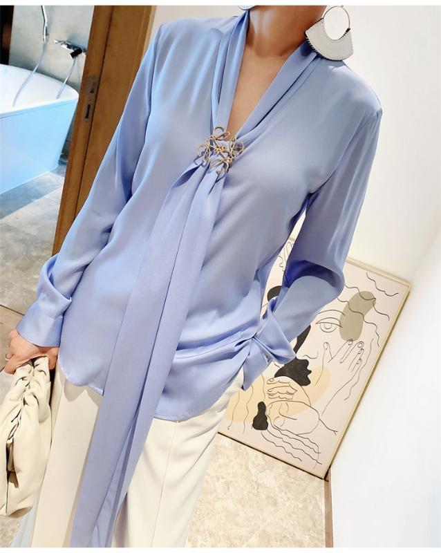 

Silk Loose White Shirt Long Sleeve Women' Vintage Blouses Tops Women Shirt, Red