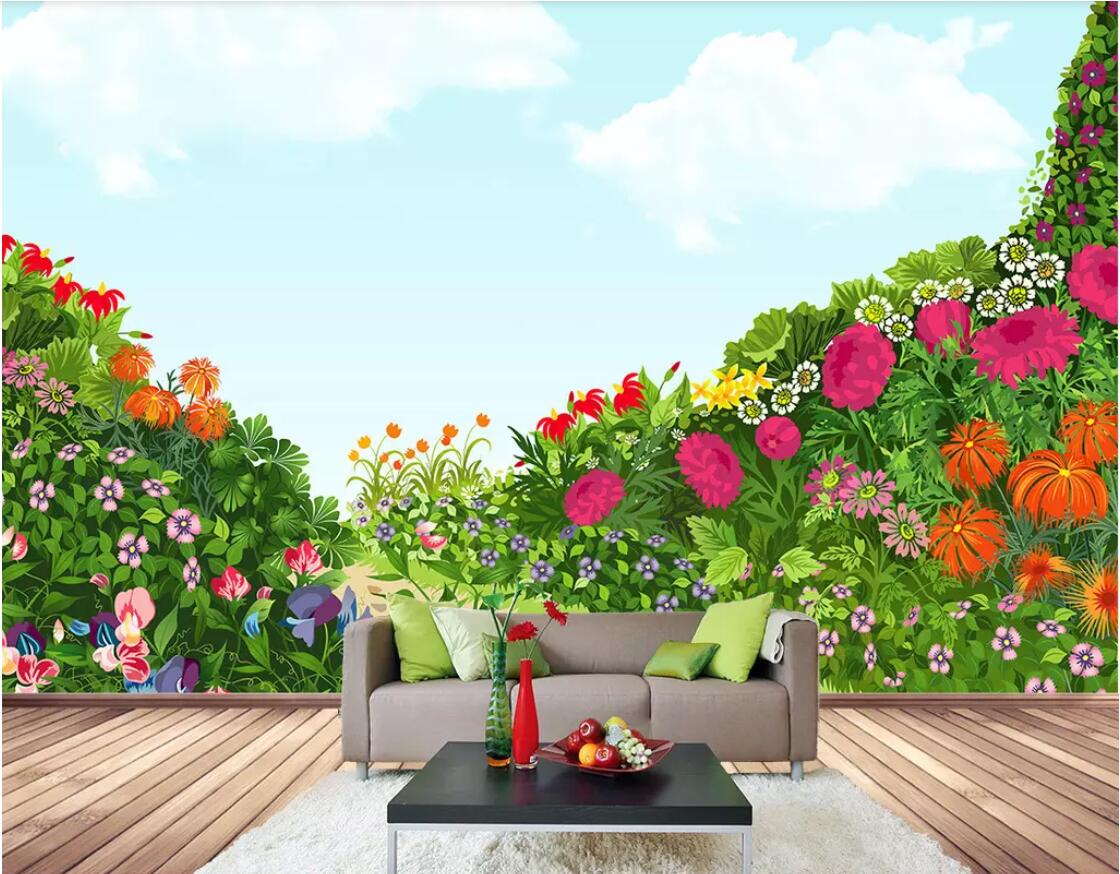

3d wallpaper custom photo Hand painted flowers nature landscape floral background wall decoration painting mural, Picture shows
