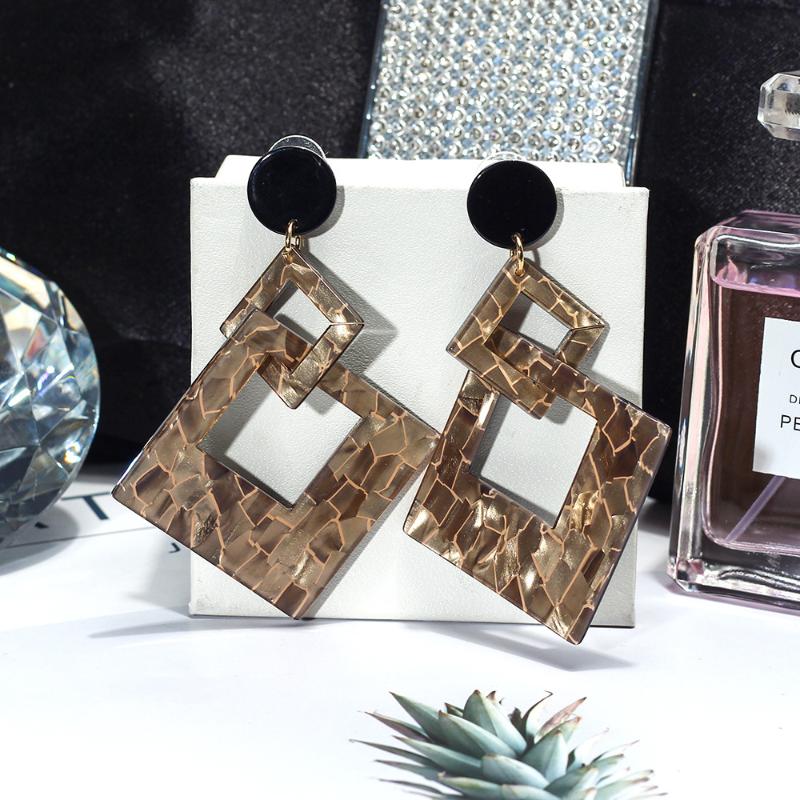 

Dangle & Chandelier Geometric Square Statement Earrings Cellulose Acetate Jewelry For Women