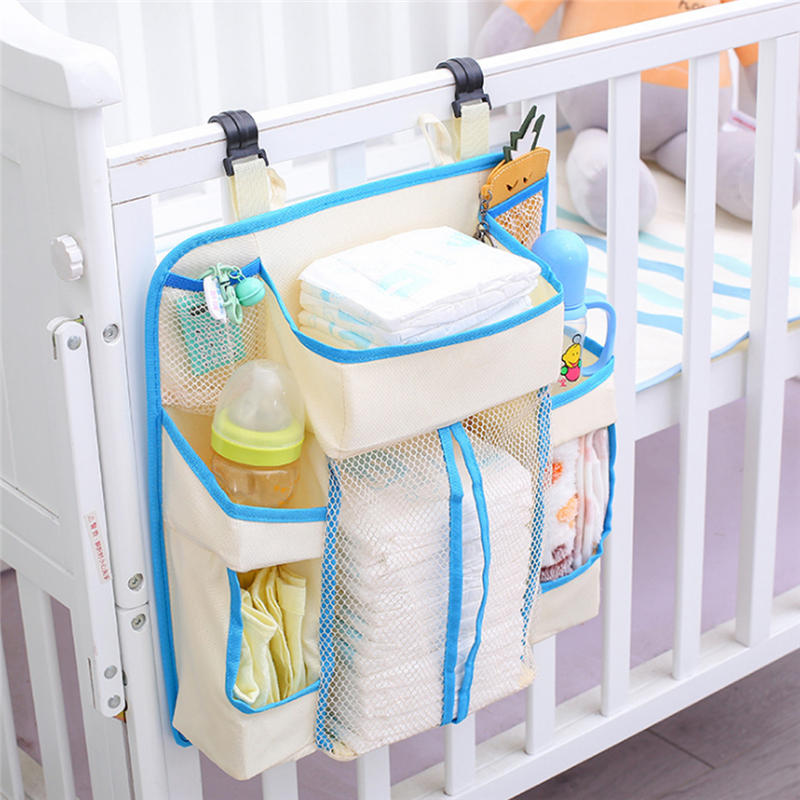 

Practical Portable Baby Bed Hanging Storage Bag Waterproof Toy Diapers Pocket Bedside Organizer Infant Crib Bedding Set Hot Sale, Blue