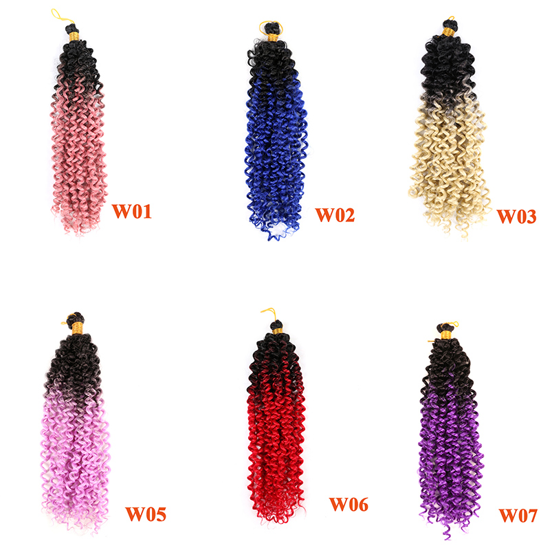 

14 inch Kinky Curly Crochet Hair Extensions 100g/pcs Ombre Heat Resistant Synthetic Braiding Hair Bulk Bohemian Hair For Crocheting Braids, W16
