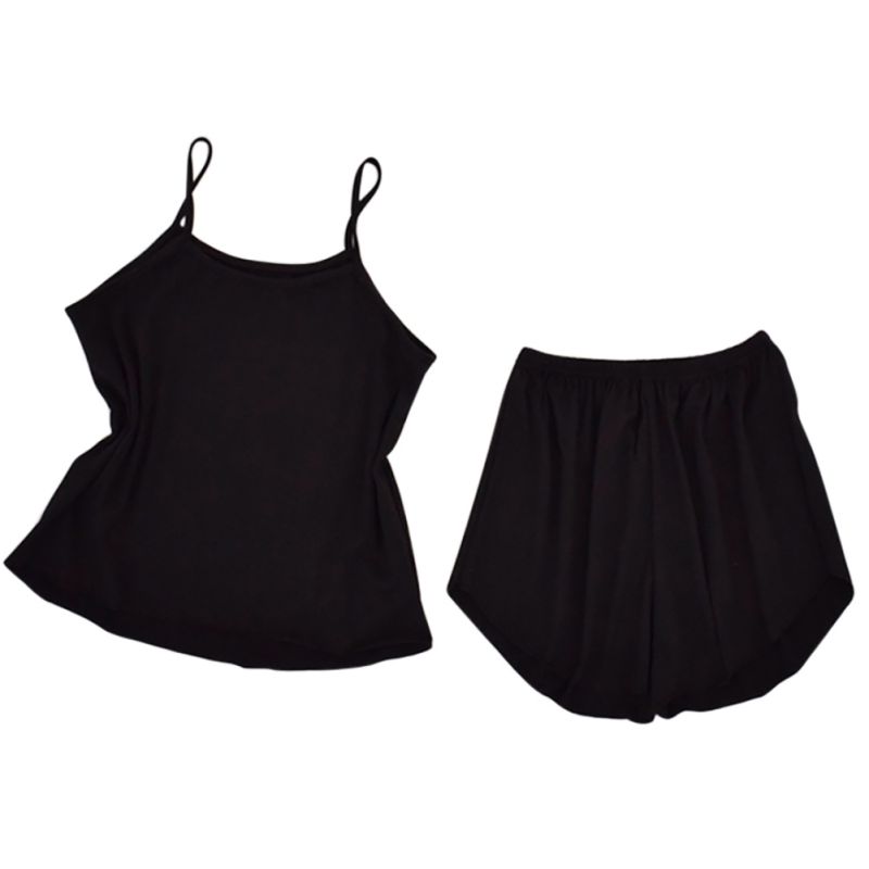 

Hot Women Pajamas Set Sleepwear Nightwear Solid Summer Sexy Spaghetti Strap Women Lingerie Set Nightie Female Plus Size 2020, Black