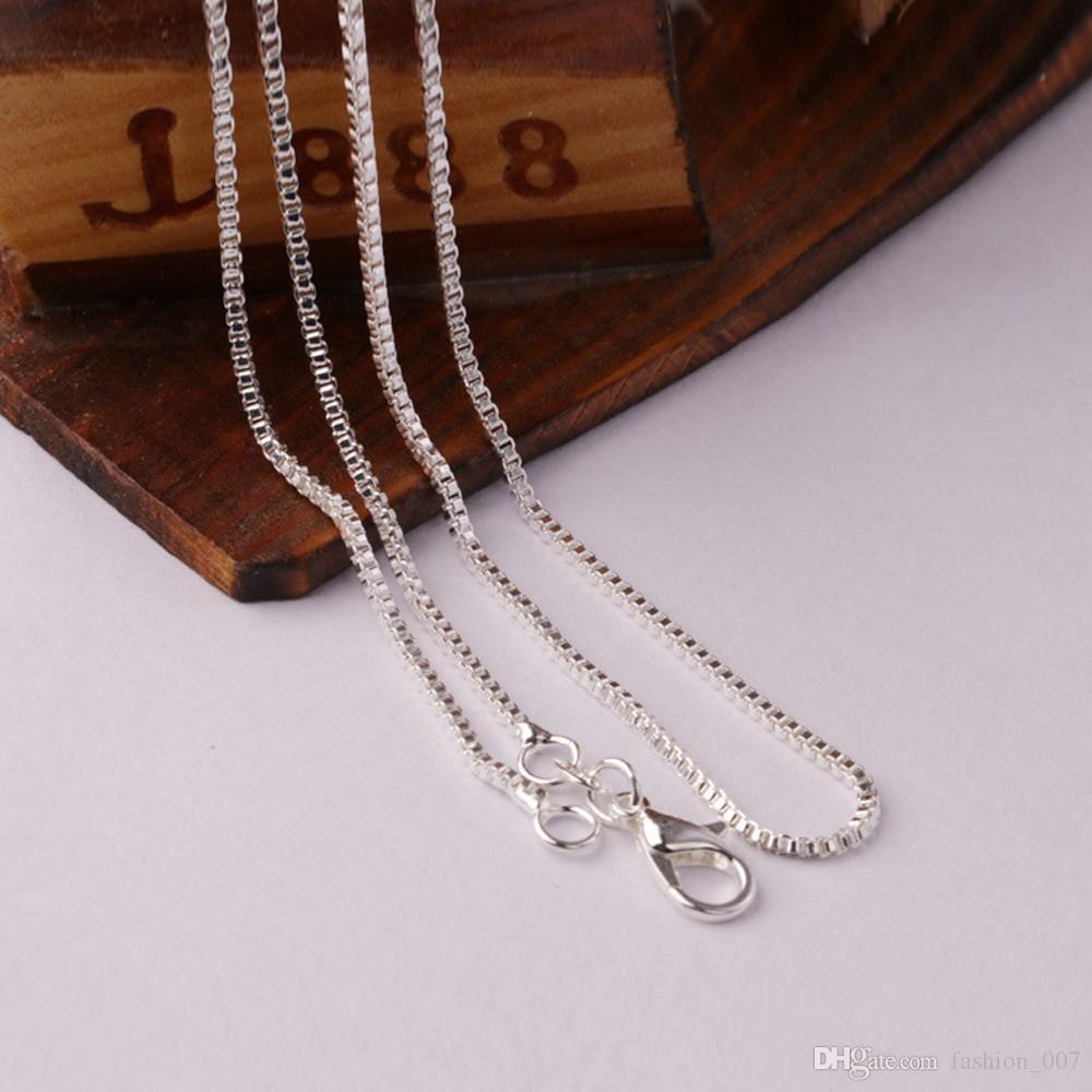 

10 pcs Fashion Box Chain 18K Gold Plated Chains Pure 925 Silver Necklace long Chains Jewelry for Children Boy Girls Womens Mens 1m