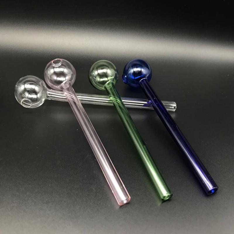 

6.0Inch 15CM Length Pyrex Glass Oil Burner Pipe Clear Pink Blue Green Cheap Glass Oil Burner Pipe Water Hand Pipes Smoking Accessories
