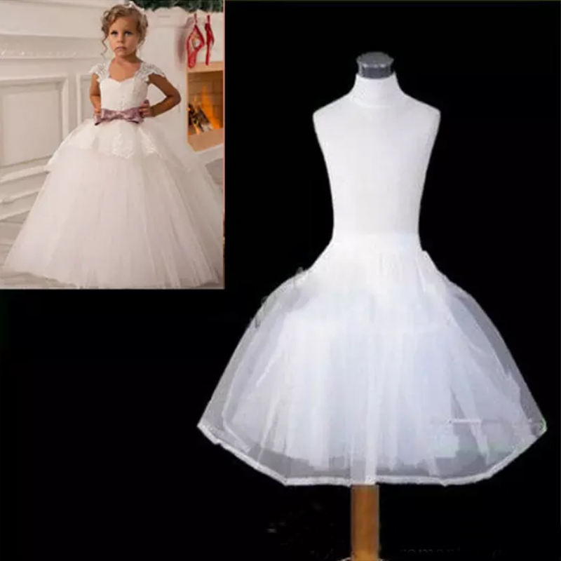 

Latest Children Petticoats Wedding Bride Accessories 2 hoops 2 Layers Little Girls Crinoline White Long Flower Girl Formal Dress Underskirt