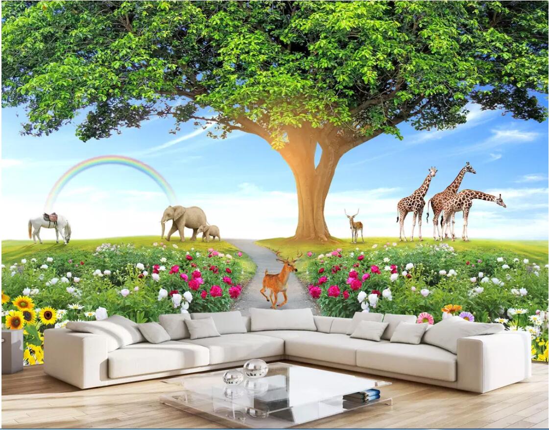 

3d wallpaper custom photo mural Life Tree Care Environment Animal World Children's Room Garden Wall flowers home decor wall art pictures, Non-woven fabric