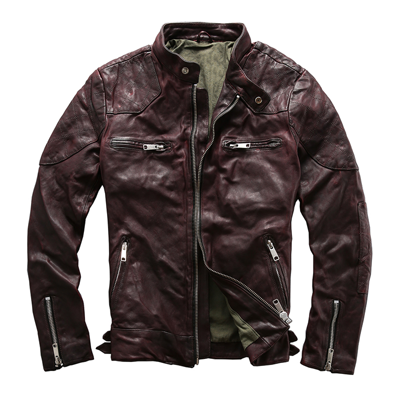 

Read Description! Asian size men's suede leather outwear mens leather coat sheep vintage rider jacket, Black