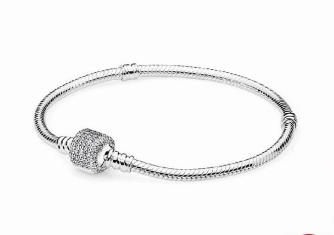 

Newest silver Bangle Bracelets Genuine 925 Sterling Silver Charms Bracelets with Clear Cz Snake chain DIY jewelry wholesale hot sale