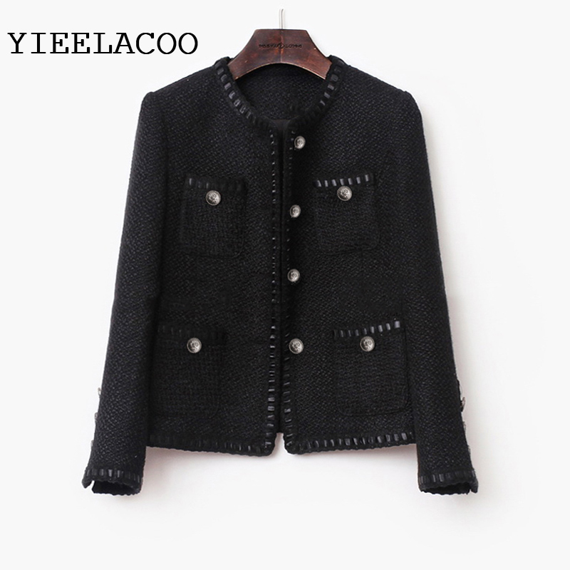 

Black tweed women jacket spring / autumn / winter woolen coat new Wool classic jacket Ladies