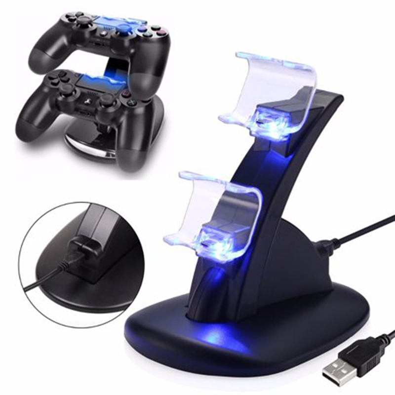 High quality for PS4 Game Controllers Slim aircraft double charge double handle game charger direct double charge wireless charger bracket-image-447032249