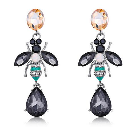 

Cute hornets dangle earrings for women gold/white colors glass animal bee drop earrings jewelry for daily pendientes mujer moda