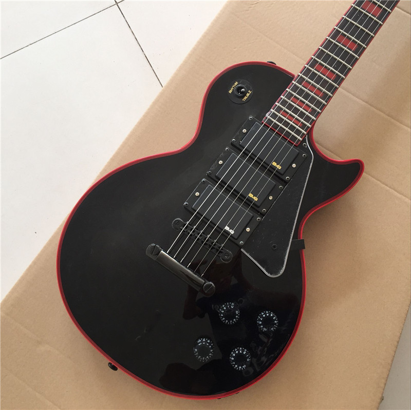 New products. Hot-selling 3 pickup black electric guitar, customizable, black hardware guitar, free delivery