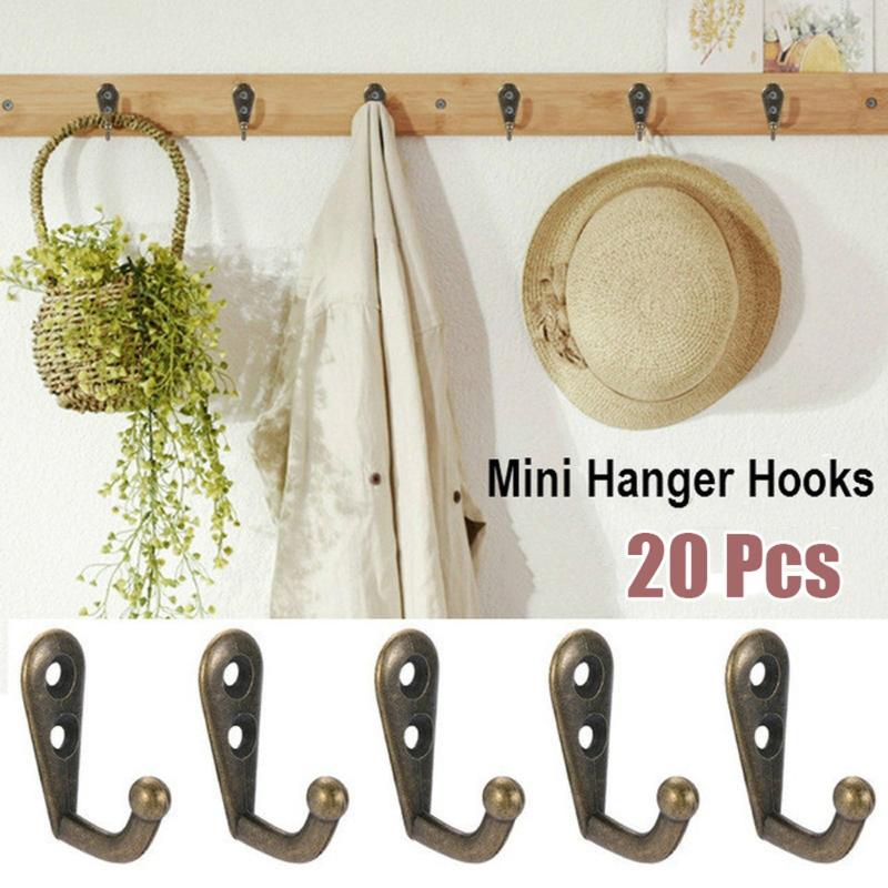 

20pcs Single Prong Hook Mini Size Wall Mounted Retro Cloth Hanger for Coats Hats Towels Keys Clothes Door Hanger Home Decoration