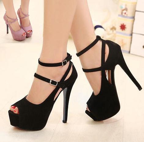 

New Black Strappy Holow Out Platform Stiletto Heels pink summer roman style gladiator sandals shoes Size 34 ePacket Free Shipping