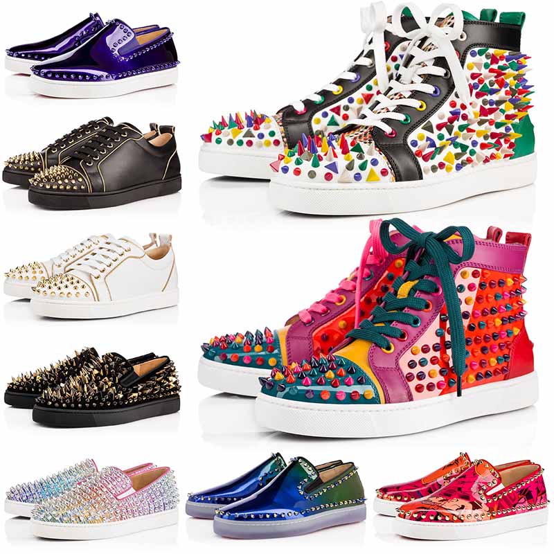 

ACE DESIGNER Studded Spikes Platform High Low Cut Brand Mens Red Bottoms Shoes Party Lovers Genuine Leather Sneakers Womens Casual Shoes, D27