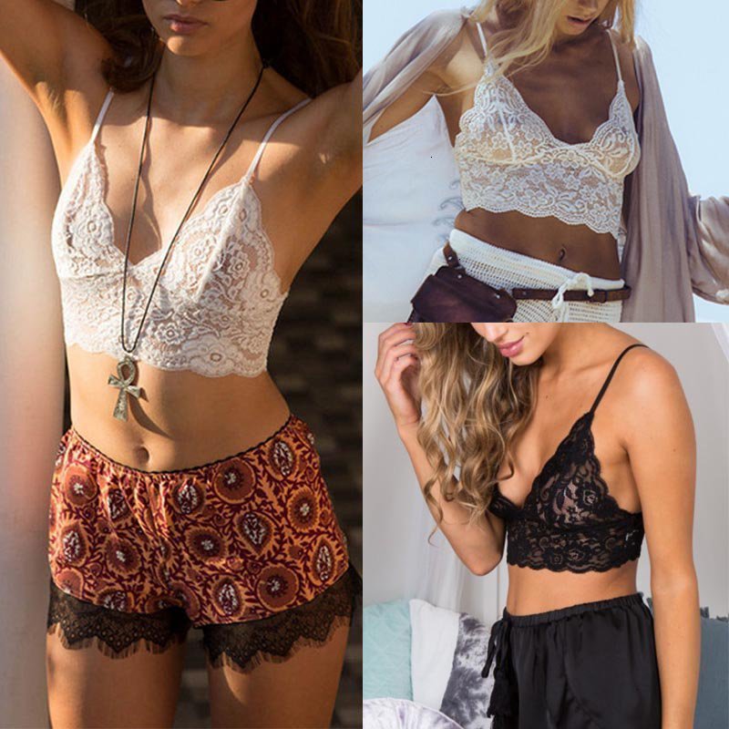 Longra Le Donne Pizzo Floreale Bralette Bralet Bra Bustino Crop