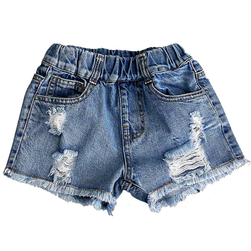 

Summer Kids Jeans For Girl Casual Denim Hole Short Pants Toddler Baby Children Girl Boy Clothing, Blue
