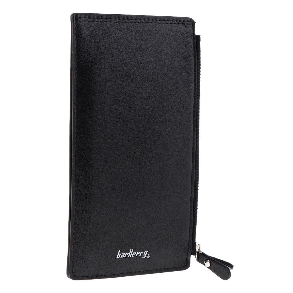 

Mens Leather Bifold Wallet Card Organizer Holder Long Zipper Wallet Purse