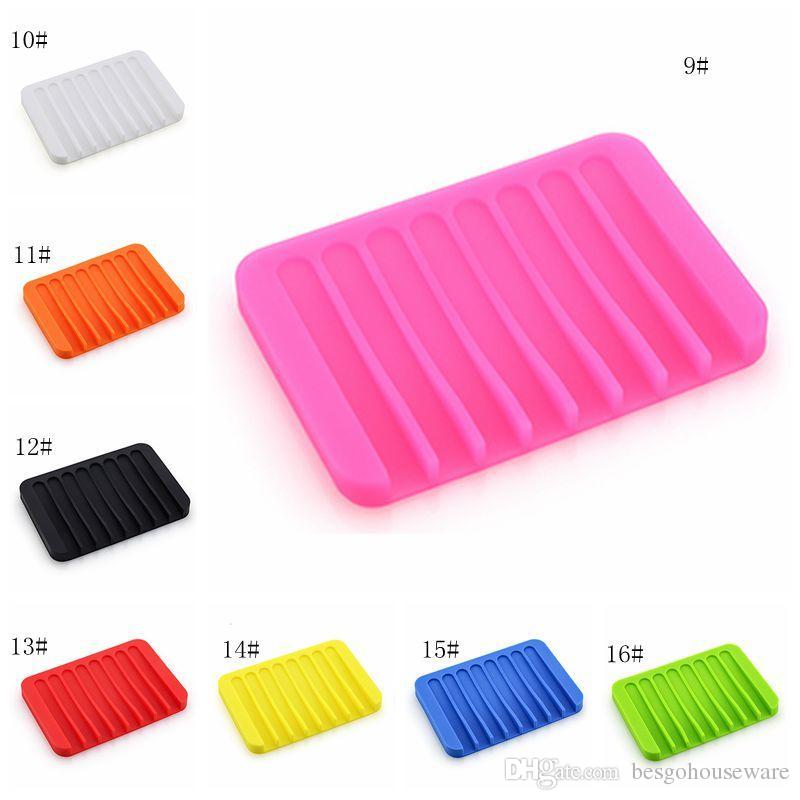 

Multicolor Water Drainage Anti Skid Soap Box Silicone Soap Dishes Bathroom Soap Holders Case Home Bathroom Supplies 16 Colors BC BH1105